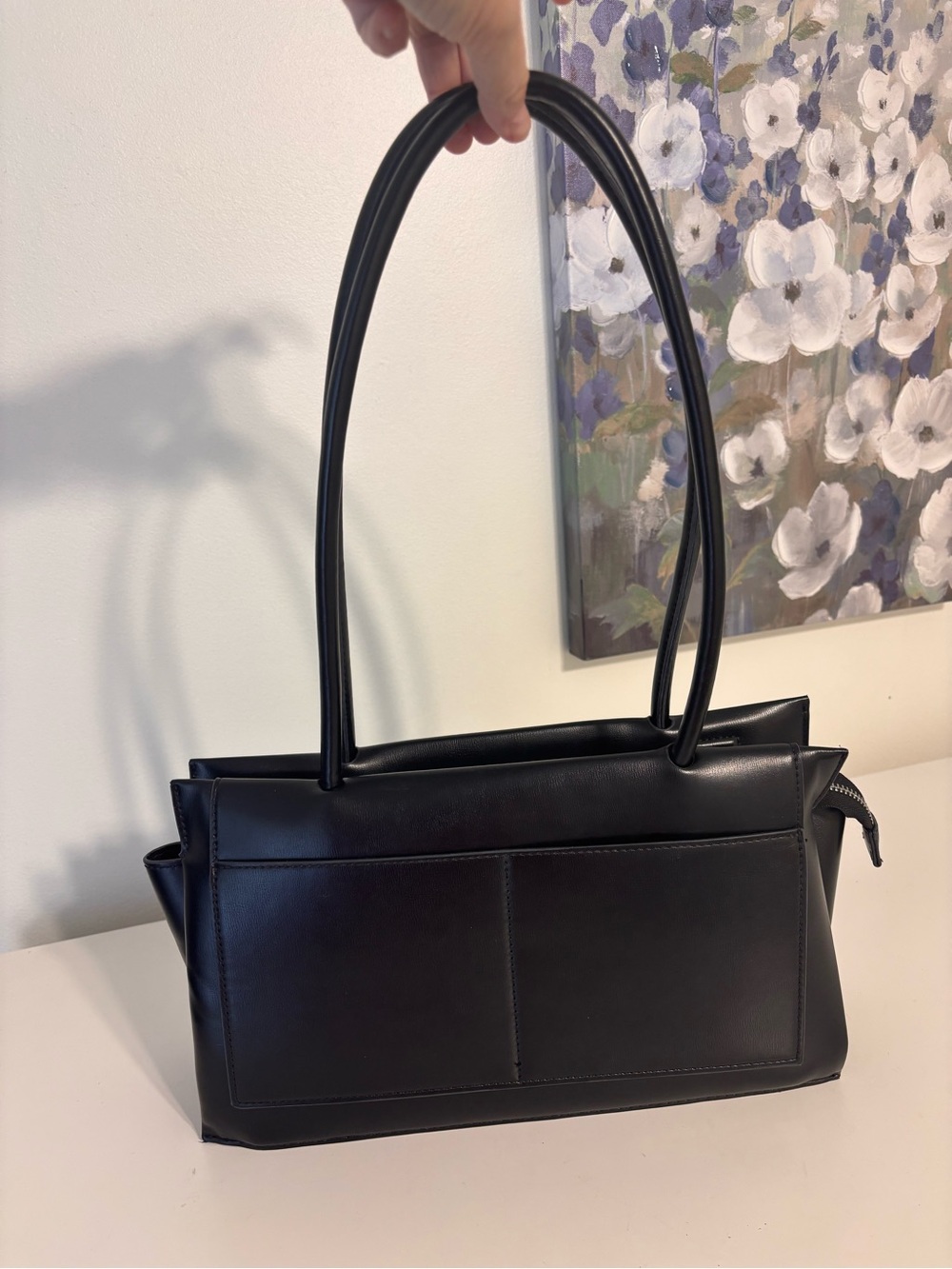 Madison west black shoulder bag faux vegan leather city contemporary